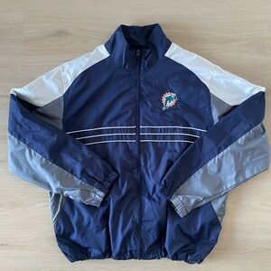 Mens Vintage Reebok Dark Blue Miami Dolphins NFL Team Jacket Size XL